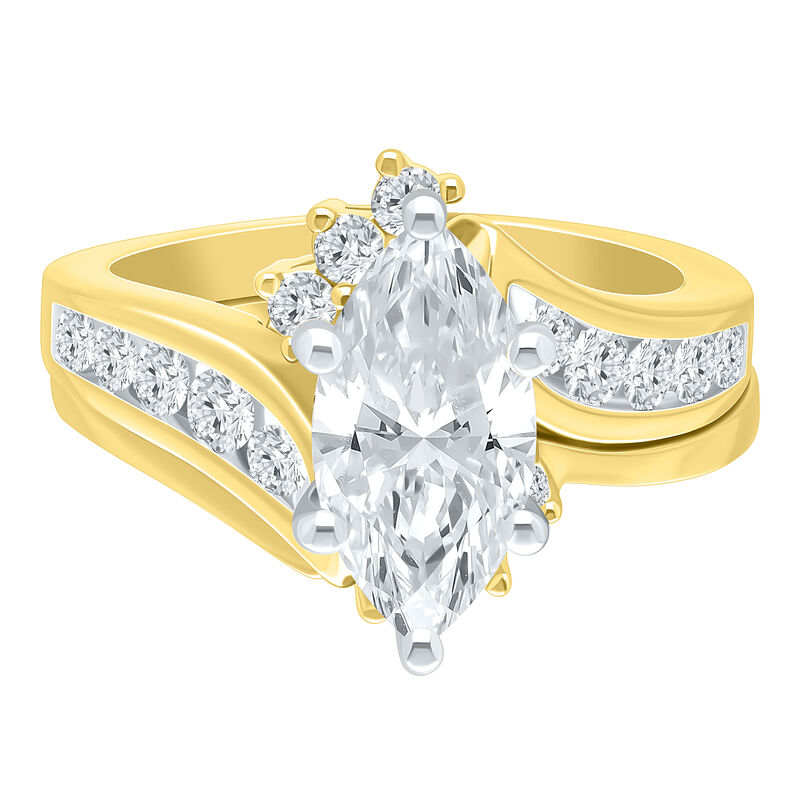 Marquise Lab Grown Diamond 2 1/2ctw. Channel Bypass Engagement Ring in 14k Two Tone Gold image number null